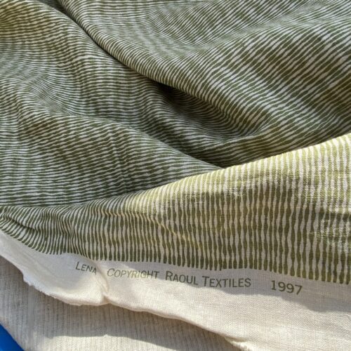 16 BerkBox94 Raoul Textile Line Hand Print Made in US Lena Stripe Small Scale Green White 1.75Y MSRP 0+/y