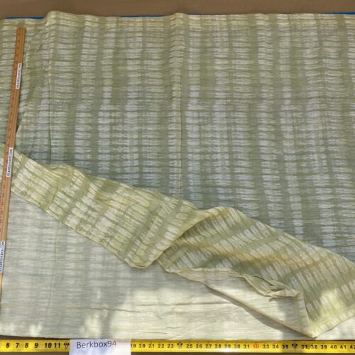 IMG_6888 21 BerkBox94 Raoul Textile Line Hand Print Made in US Green Beige Stripe Small Scale 1.6Y X 48"W MSRP 0++/y