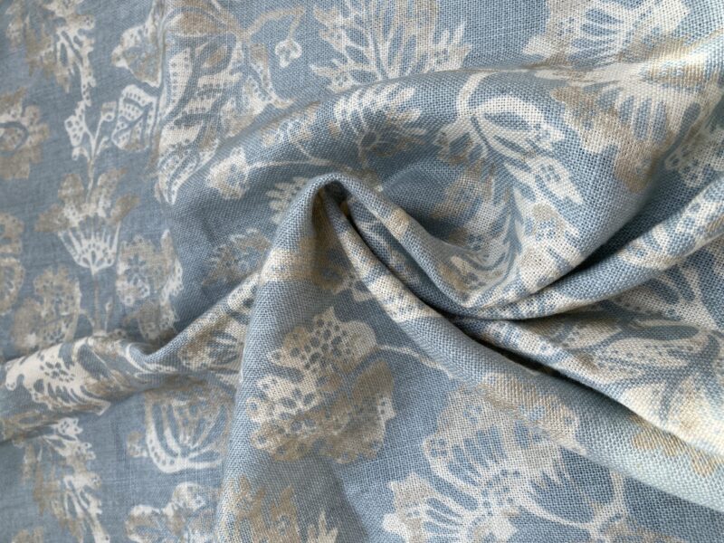IMG_6942 10 BerkBox95 Printed Fabrics by  Scalamandre Calais Linen Print Sky Blue White Floral MSRP300+/y