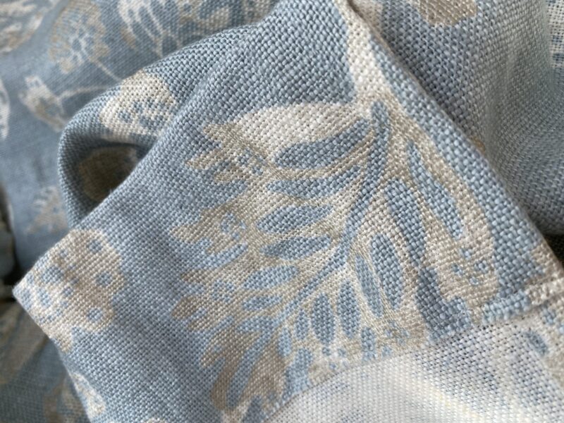 IMG_6943 10 BerkBox95 Printed Fabrics by  Scalamandre Calais Linen Print Sky Blue White Floral MSRP300+/y