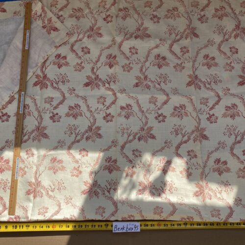 13 BerkBox95 Printed Fabrics by Scalamandre Duden Lodge Coral Red Beige Botanical Foliage Linen 2yds MSRP 238/y