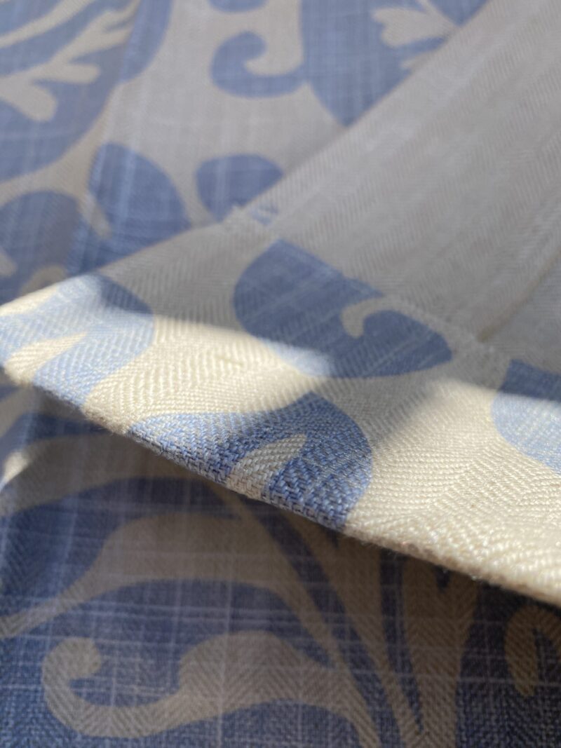 IMG_6974 16 BerkBox95 Printed Fabrics by Grey Watkins Pamlico Sky blue White Historic Botanical Foliage Linen MSRP USD656/y