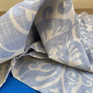 IMG_6976 16 BerkBox95 Printed Fabrics by Grey Watkins Pamlico Sky blue White Historic Botanical Foliage Linen MSRP USD656/y