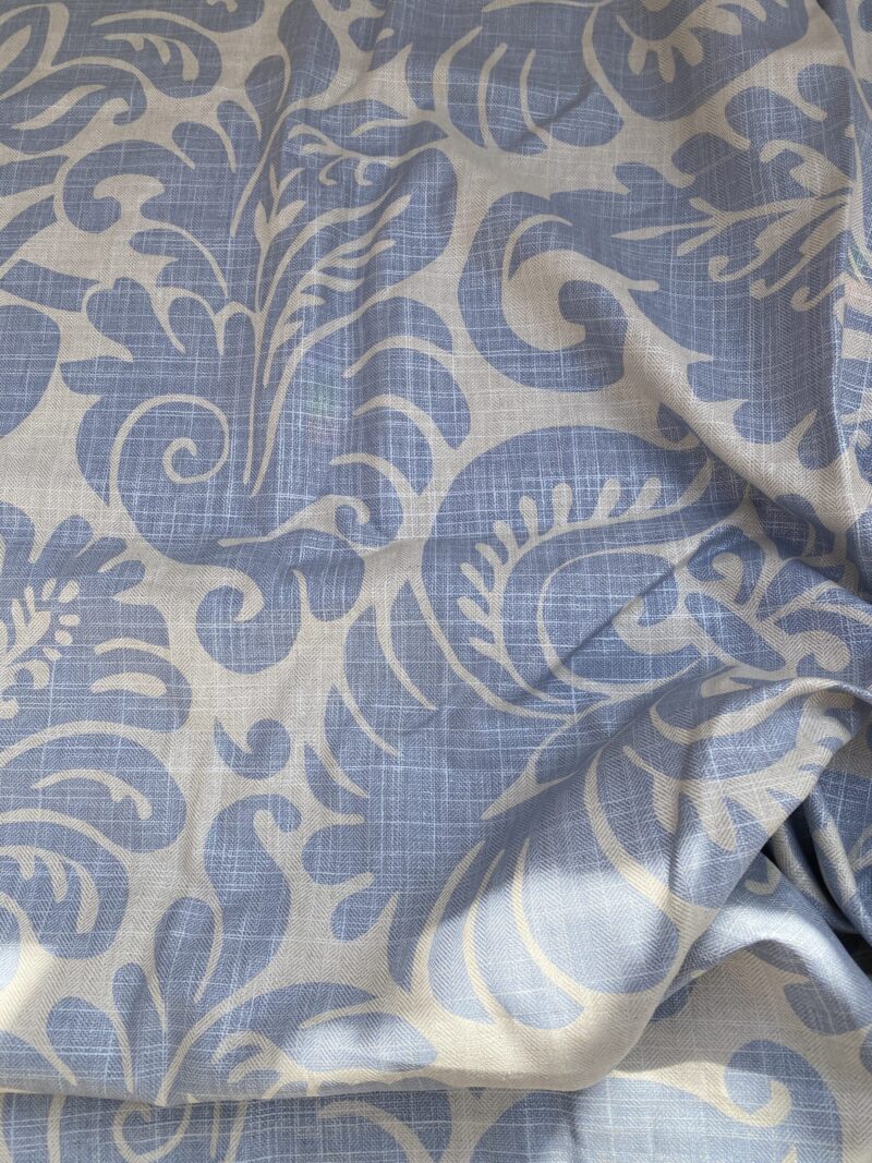 IMG_6977 16 BerkBox95 Printed Fabrics by Grey Watkins Pamlico Sky blue White Historic Botanical Foliage Linen MSRP USD656/y