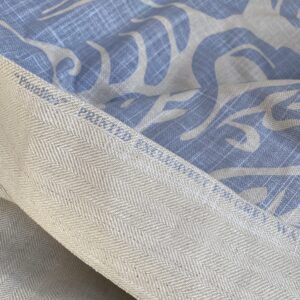 IMG_6979 16 BerkBox95 Printed Fabrics by Grey Watkins Pamlico Sky blue White Historic Botanical Foliage Linen MSRP USD656/y