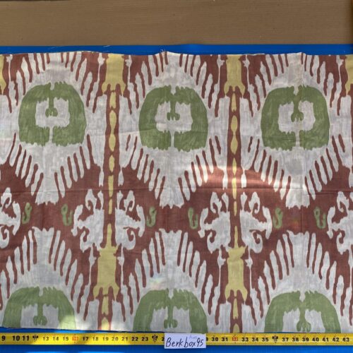 19 BerkBox95 Printed Fabrics by Scalamandre Oasis Outdoor Print Red White Green Yellow Large Ikat Suzani MSRP USD 198/Y