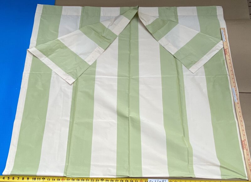 IMG_7150 1 Berkbox97 Length 2.4yds Plains Textures by Scalamandre Riviera Stripe Cannes Green Beige / Natural Wool Silk MSRP USD364/yd