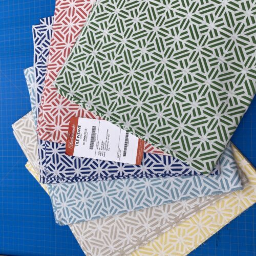 IMG_7352 27 Berkbox98 Square Jacquard by Scalamandre Tile Wave Geometric Small Scale 6 pieces in Different Colorways MSRP USD 136/y