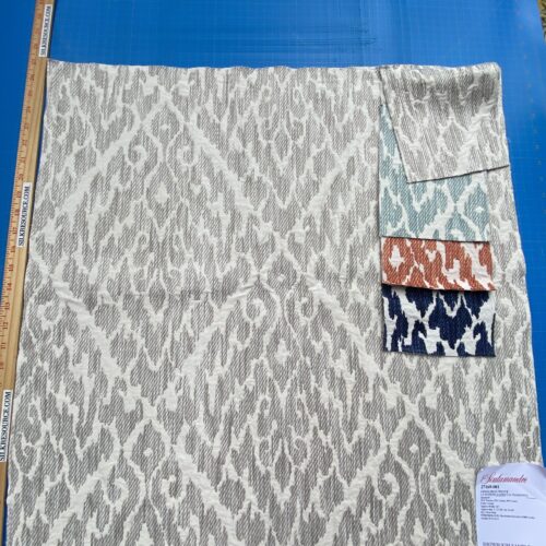 IMG_7516 39 Berkbox99 Square Embroidery by Scalamandre Lhasa Ikat Weave Greige Beige Gray and White MSRP USD 362/Y