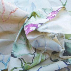 Scalamandre Fantasy Garden "apricot" Blues Cream Purple Green Pink Silk Print Embroidery MSRP USD 342/Y