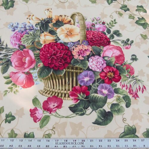 P1140071 Scalamandre Folie Flamande Rose on Beige Botanic Illustration Rose Dalia Tulip Ivy Crocus Morning Glory 33-screen!  MSRP USD236/y