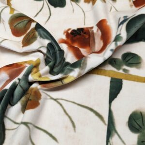 PXL_20240124_213712175 32 EV34 Special Square Printed Fabric by Jean Paul Gaultier Lelievre Babouchka Dore Orange Green White Floral Abstract MSRP USD300+/y