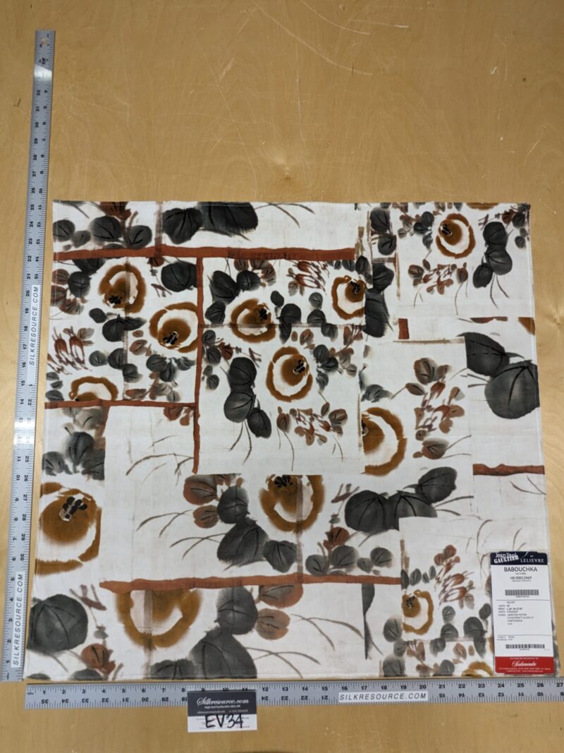 PXL_20240124_213734692 33 EV34 Special Square Printed Fabric by Jean Paul Gaultier Lelievre Babouchka Naturel Brown Green White Floral Abstract MSRP USD300+/y