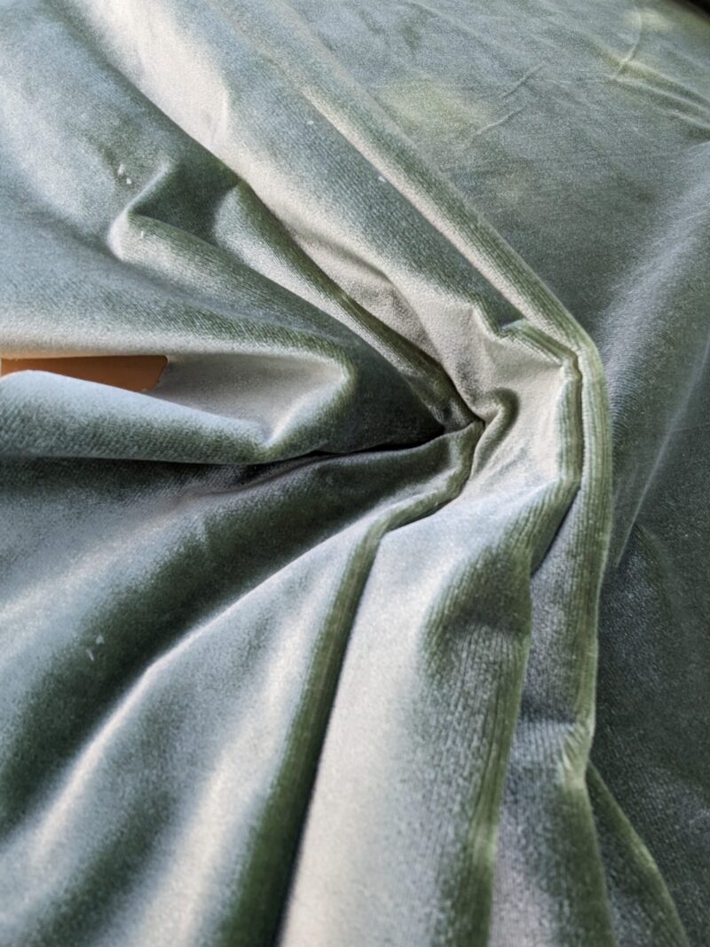 PXL_20240228_204237718 Queen's Silk Velvet Jade Green Radiance Highest Quality Heavy 39,000+ martindale MSRP USD 728/Yard