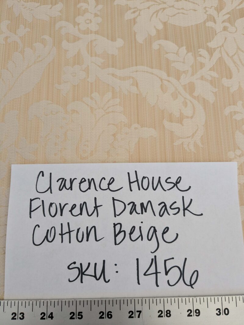 PXL_20250403_211739996 Clarence House Florent Damask Cotton Beige Pale Gold Italian Damask Pomegranate MSSP USD220/y