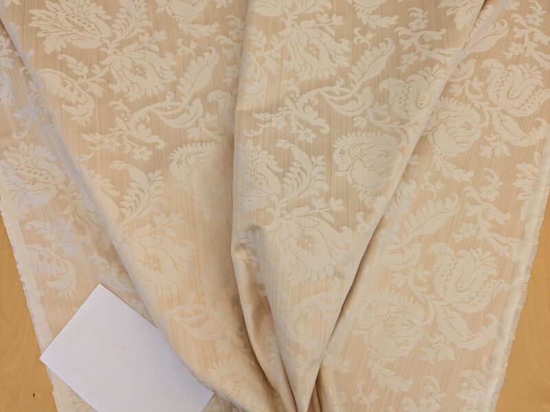 PXL_20250403_211952229 Clarence House Florent Damask Cotton Beige Pale Gold Italian Damask Pomegranate MSSP USD220/y