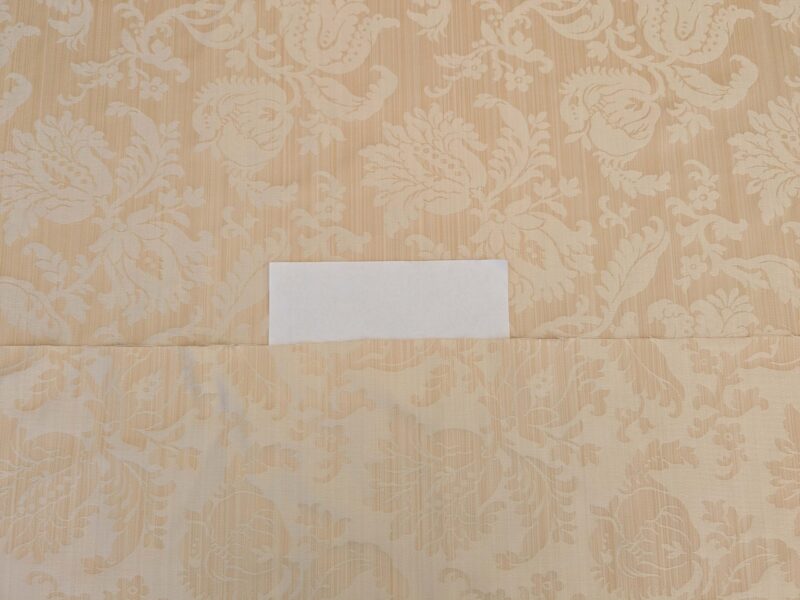 PXL_20250403_212016006 Clarence House Florent Damask Cotton Beige Pale Gold Italian Damask Pomegranate MSSP USD220/y