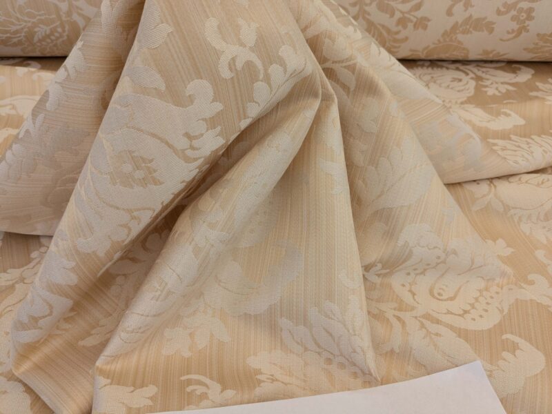 PXL_20250403_212039797 Clarence House Florent Damask Cotton Beige Pale Gold Italian Damask Pomegranate MSSP USD220/y