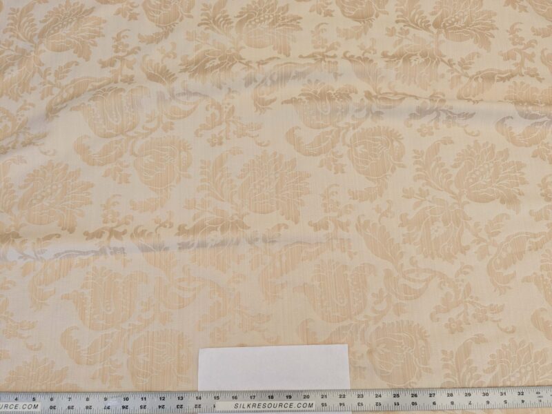 PXL_20250403_212320135 Clarence House Florent Damask Cotton Beige Pale Gold Italian Damask Pomegranate MSSP USD220/y