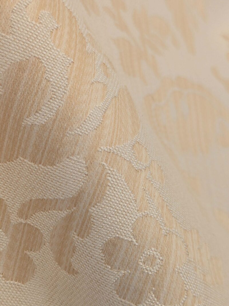 PXL_20250403_212352759 Clarence House Florent Damask Cotton Beige Pale Gold Italian Damask Pomegranate MSSP USD220/y