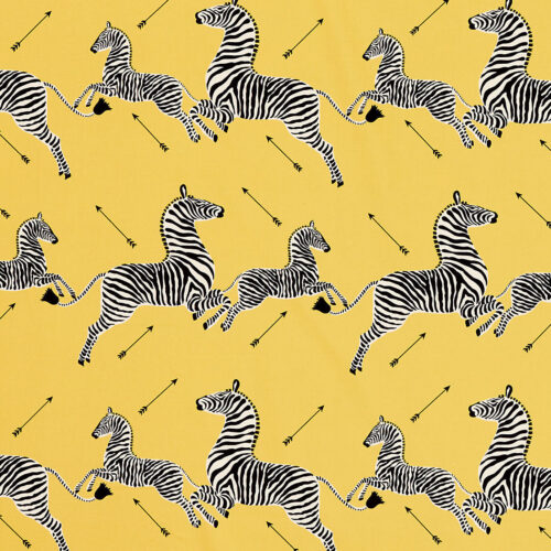 SC_000316641 Scalamandre Zebras Petite Yellow Black White Cotton Print Animal MSRP USD266/y