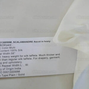 products-P1590709-2 Scalamandre Ascot Ivory 100% silk Taffeta Pure White Very Thick! Per Yard MSRP USD 238/Y