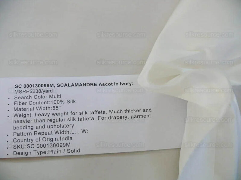 products-P1590709-2 Scalamandre Ascot Ivory 100% silk Taffeta Pure White Very Thick! Per Yard MSRP USD 238/Y