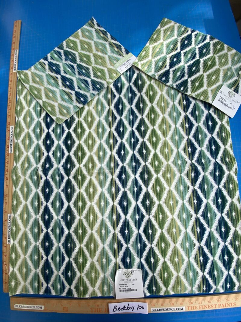 IMG_7662 12 Berkbox100 Square Velvet by Grey Watkins Diamantina Ocean Deep Green Diamond Stripe MSRP USD306/y