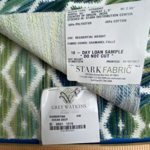 IMG_7663 12 Berkbox100 Square Velvet by Grey Watkins Diamantina Ocean Deep Green Diamond Stripe MSRP USD306/y