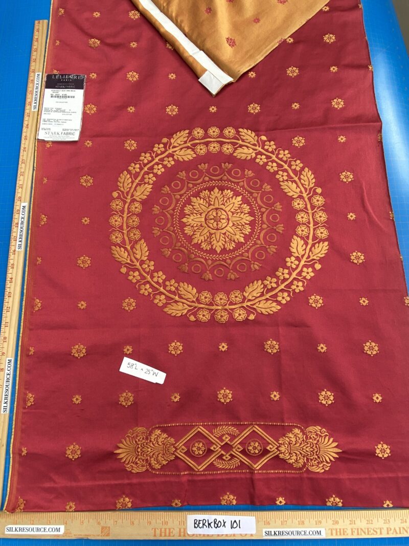 "RESERVED" 9 Berkbox101 Square Silk by Lelievre Paris Gericault Seat and Back Rouge Red Brown White House Neoclassic Medallion Chair Seats  25"L x 58"W MSRP USD500+/y