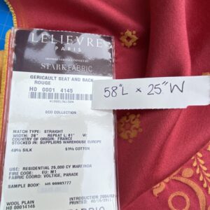 "RESERVED" 9 Berkbox101 Square Silk by Lelievre Paris Gericault Seat and Back Rouge Red Brown White House Neoclassic Medallion Chair Seats  25"L x 58"W MSRP USD500+/y