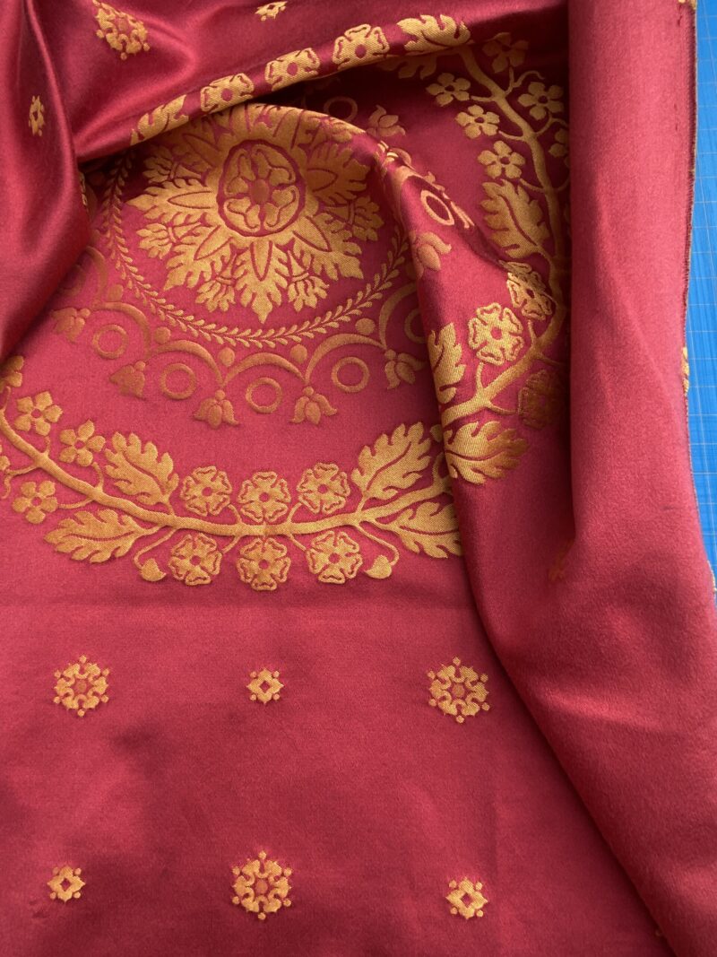 "RESERVED" 9 Berkbox101 Square Silk by Lelievre Paris Gericault Seat and Back Rouge Red Brown White House Neoclassic Medallion Chair Seats  25"L x 58"W MSRP USD500+/y