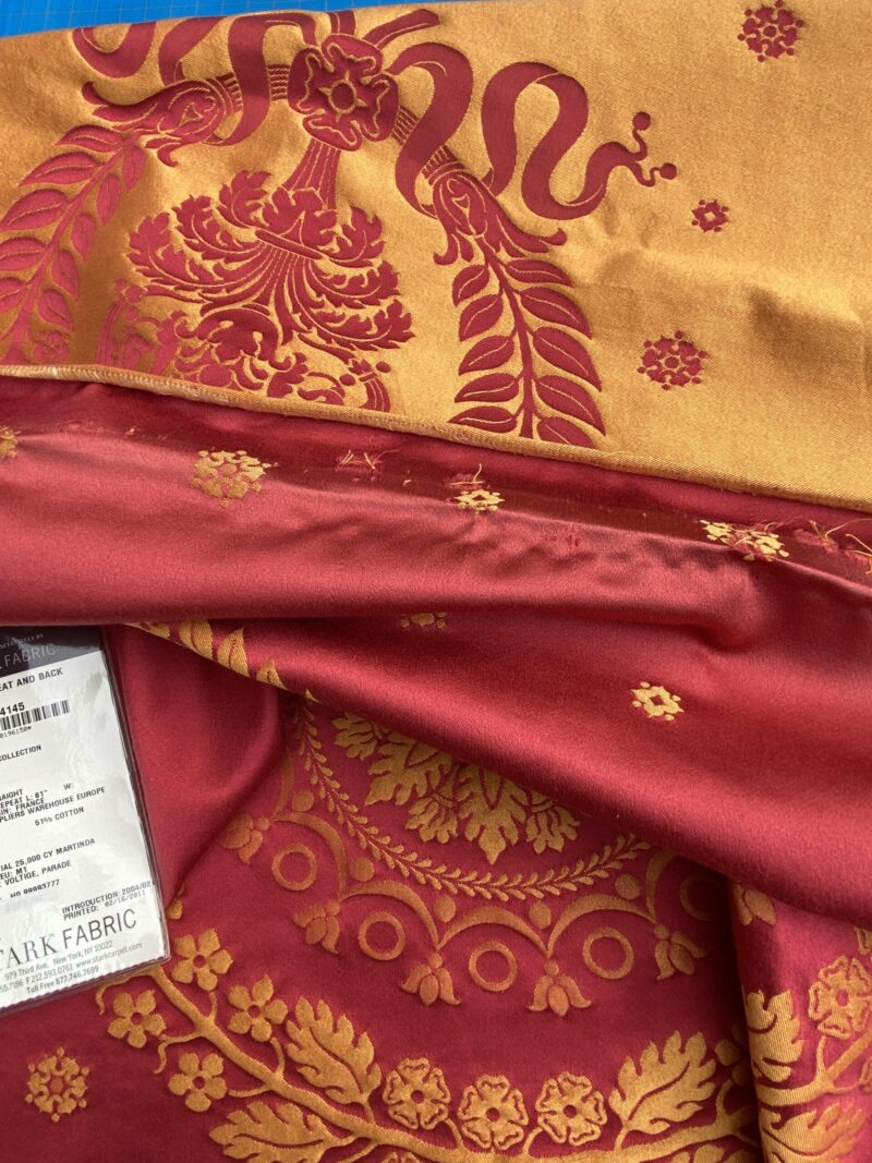 "RESERVED" 9 Berkbox101 Square Silk by Lelievre Paris Gericault Seat and Back Rouge Red Brown White House Neoclassic Medallion Chair Seats  25"L x 58"W MSRP USD500+/y