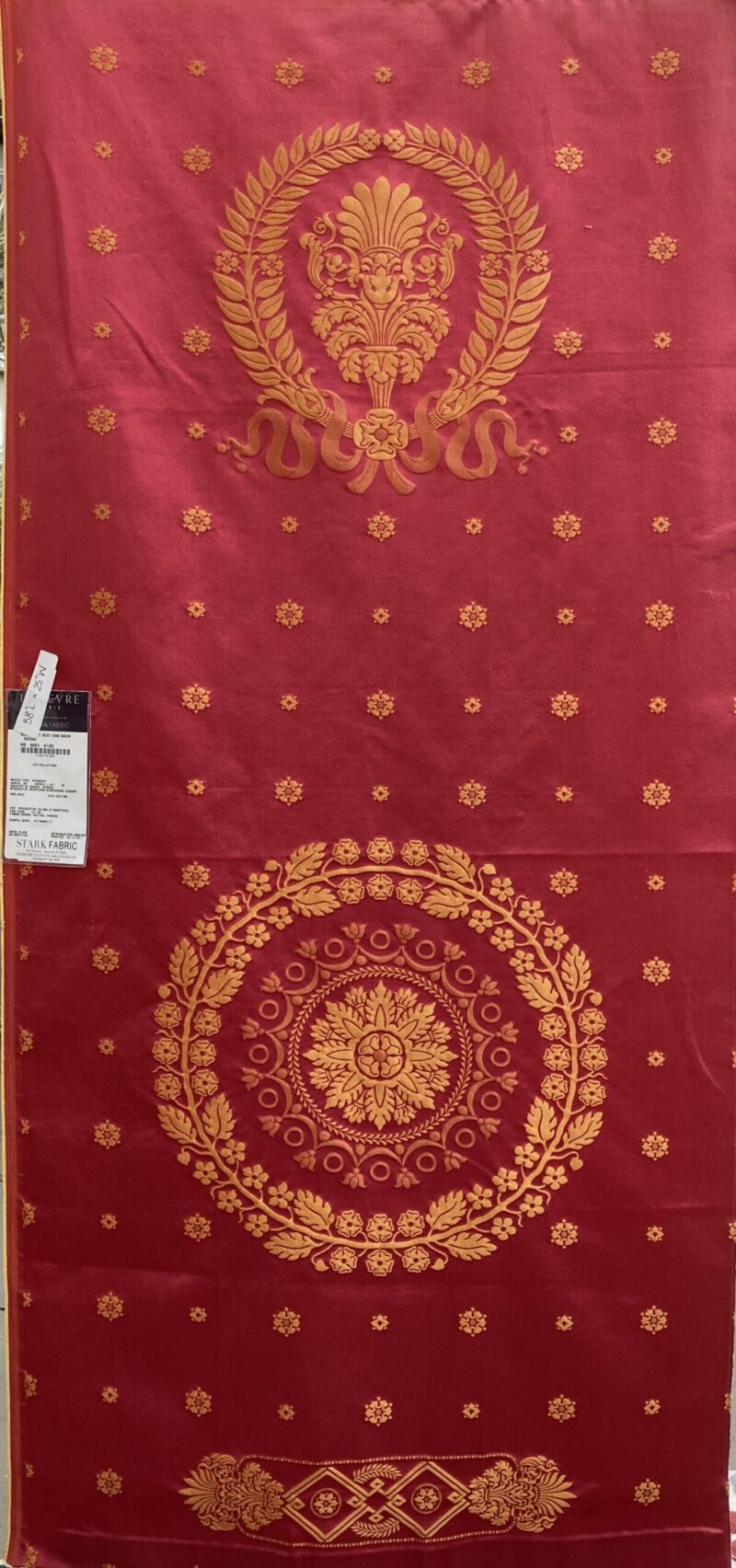 "RESERVED" 9 Berkbox101 Square Silk by Lelievre Paris Gericault Seat and Back Rouge Red Brown White House Neoclassic Medallion Chair Seats  25"L x 58"W MSRP USD500+/y
