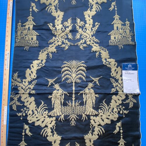 IMG_8261 53 Berkbox101 Square Silky by Tassinari and Chatel Les Chinois Marine Blue Beige Damask Chinoiserie Historic MSRP USD 700+/y