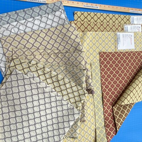 IMG_8370 1 Berkbox102 Square Jacquard by Scalamandre Castore Oro Diamond Ogee Lampas 26"x26" 10 Pieces in Different Colorways MSRP USD 300+/y
