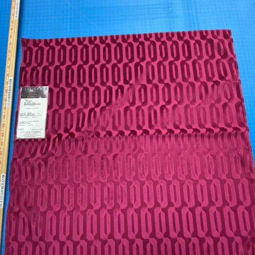 IMG_8414 12 Berkbox102 Square Velvet by Lelievre Typo Framboise Pink Cut Velvet Geometric Graphic Polyester MSRP USD 474/y