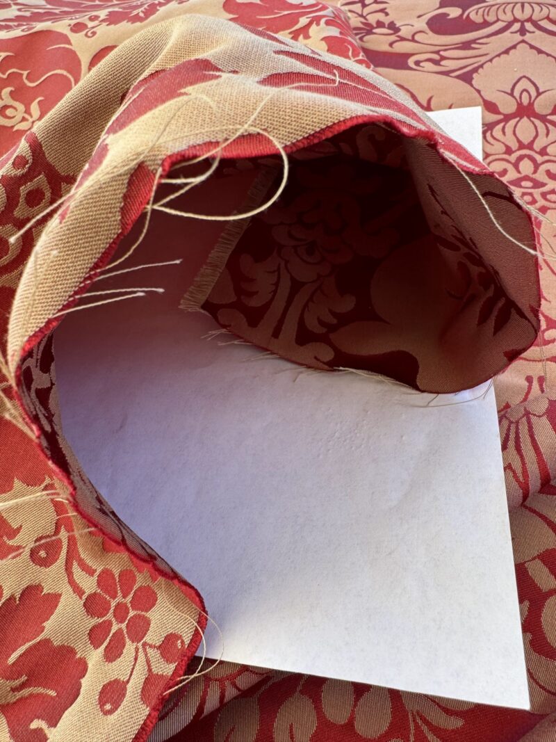 IMG_3562 Scalamandre Hayes House Red Damask Large Silk Cotton Renaissance Artichoke  MSRP USD300+/y