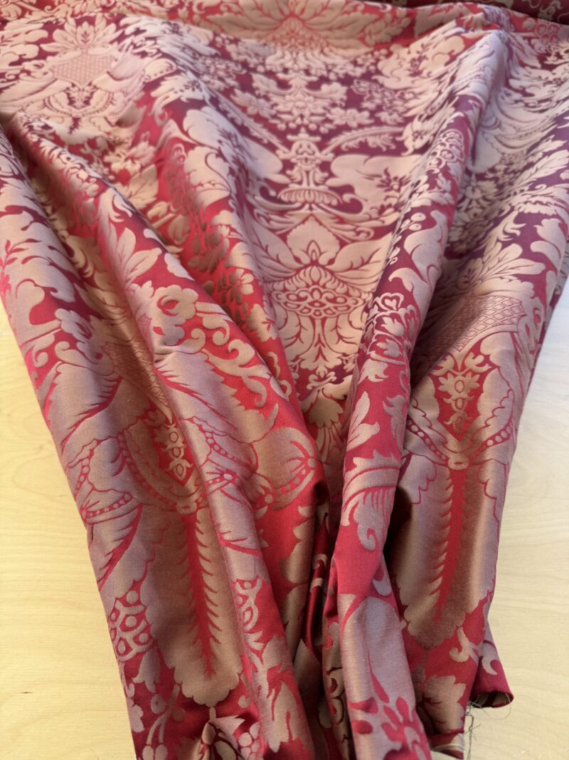 IMG_3565 Scalamandre Hayes House Red Damask Large Silk Cotton Renaissance Artichoke  MSRP USD300+/y
