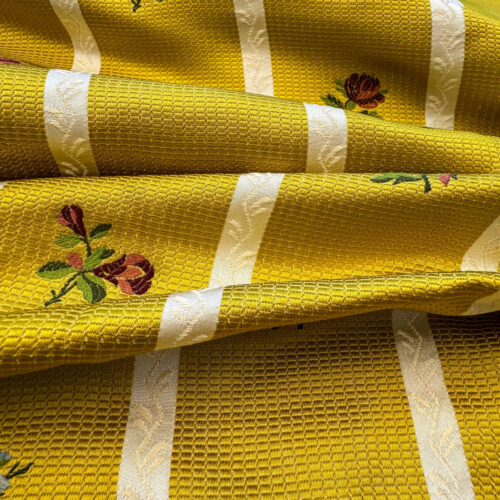 IMG_3691 Scalamandre Old World Weavers Furetto Yellow Floral Stripe Yellow White Pink Blue Petite Flower Silk MSRP USD 1180/y