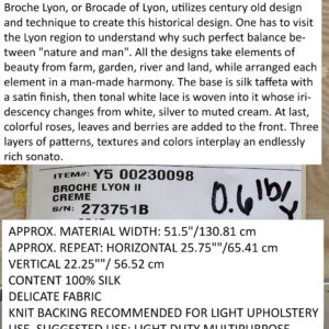 IMG_3727 1yard Scalamandre Broche Lyon II Creme Silk Floral Cream Beige MSRP USD 1087/y