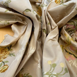 IMG_3732 1yard Scalamandre Broche Lyon II Creme Silk Floral Cream Beige MSRP USD 1087/y