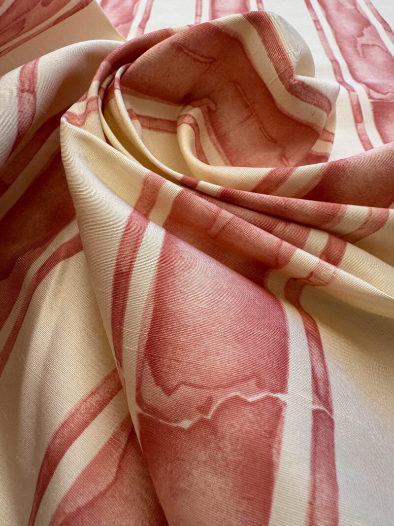 IMG_3807 Scalamandre Gritti Stripe Roman Rose Red Beige Stripe Geometric MSRP USD  216/y