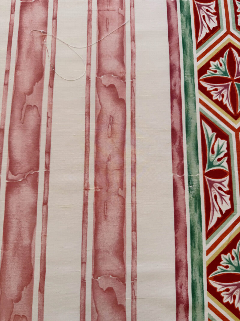 IMG_3808 Scalamandre Gritti Stripe Roman Rose Red Beige Stripe Geometric MSRP USD  216/y