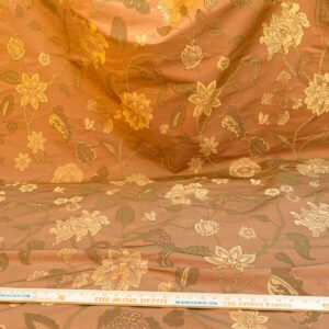 Vervain Fabricut 100% Silk Isidora Romantic Floral Damask In Clay Red Copper Gold MSRP USD 214/Y