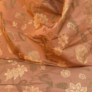 Vervain Fabricut 100% Silk Isidora Romantic Floral Damask In Clay Red Copper Gold MSRP USD 214/Y