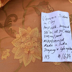 Vervain Fabricut 100% Silk Isidora Romantic Floral Damask In Clay Red Copper Gold MSRP USD 214/Y