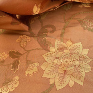 Vervain Fabricut 100% Silk Isidora Romantic Floral Damask In Clay Red Copper Gold MSRP USD 214/Y