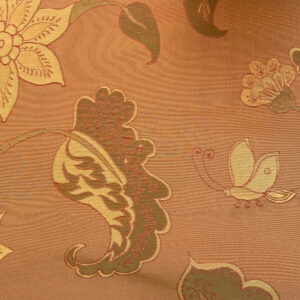 Vervain Fabricut 100% Silk Isidora Romantic Floral Damask In Clay Red Copper Gold MSRP USD 214/Y
