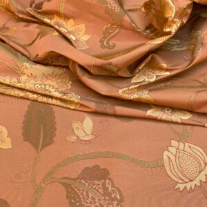 Vervain Fabricut 100% Silk Isidora Romantic Floral Damask In Clay Red Copper Gold MSRP USD 214/Y
